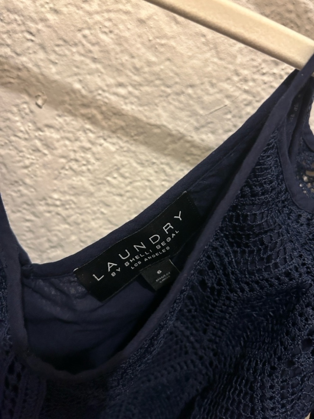 Laundry By Shelli Segal Navy Crochet Cold-Shoulder Mini Dress - Picture 8 of 13